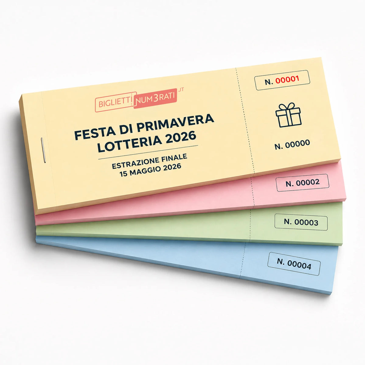 Biglietti lotteria in carta colorata