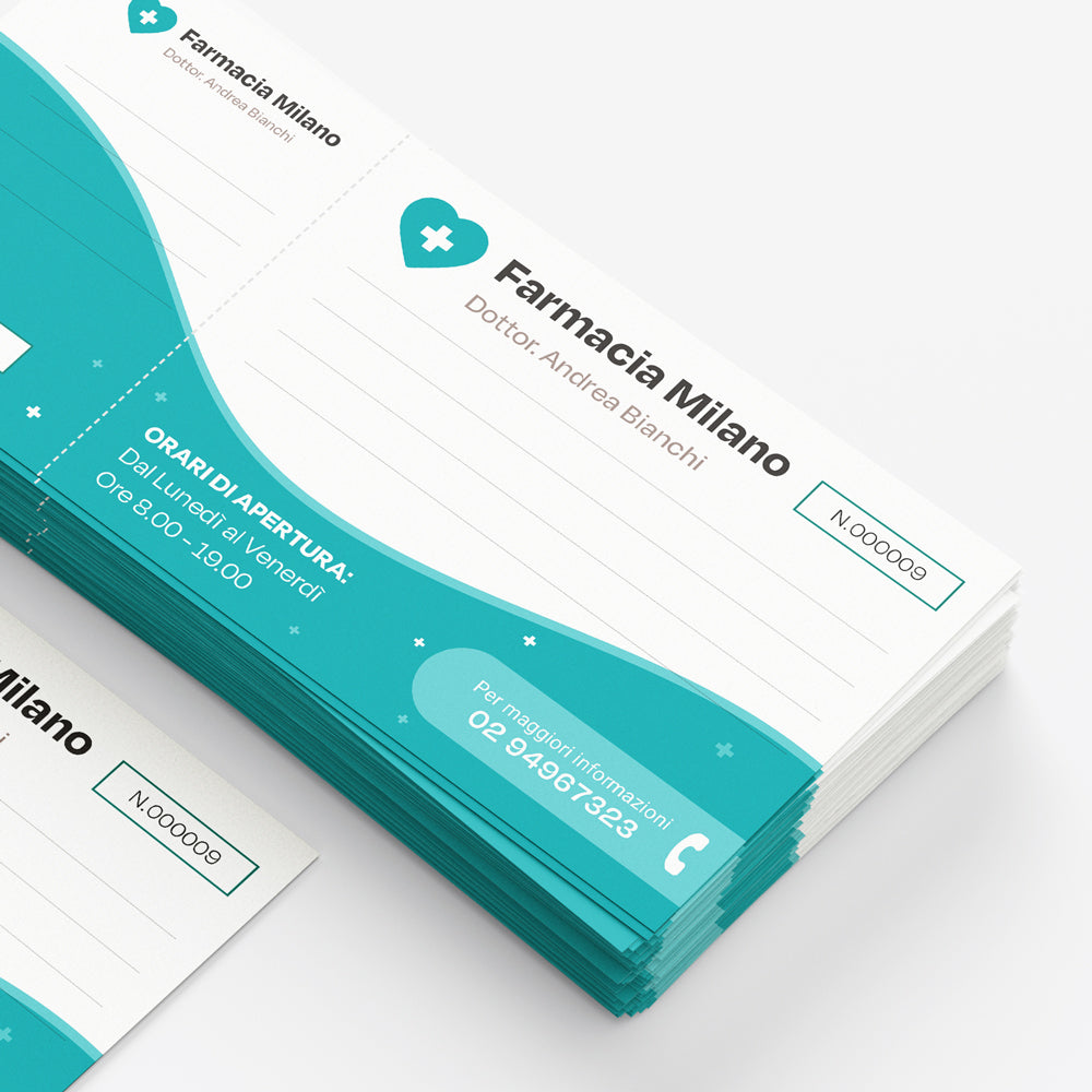 esempio grafica personalizzata biglietto matrice farmacia