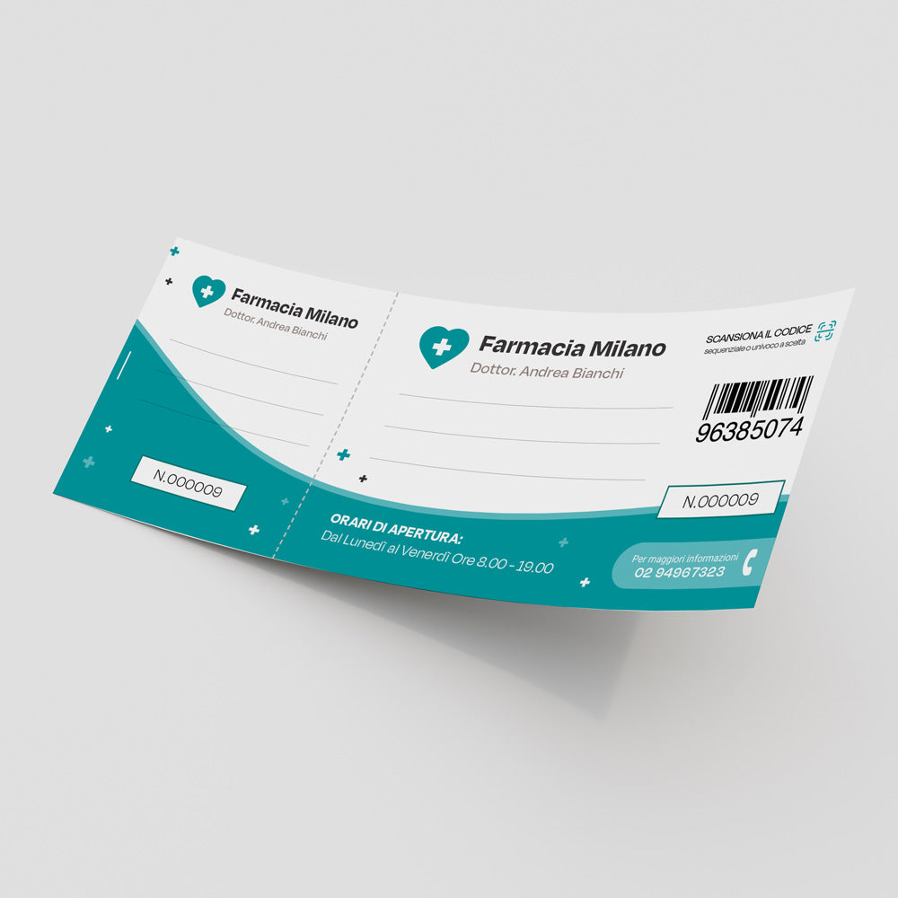 biglietto con matrice per lotteria farmacia