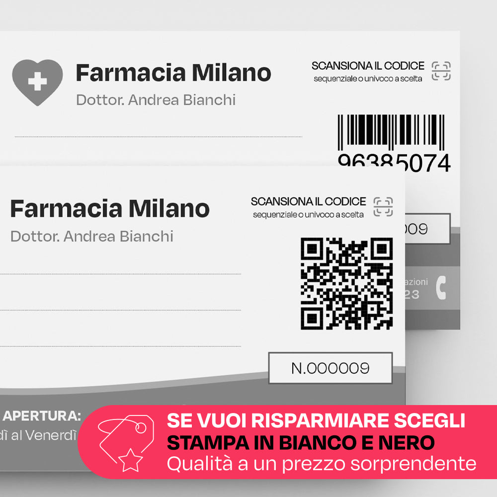 esempio grafica personalizzata biglietto matrice bianco e nero