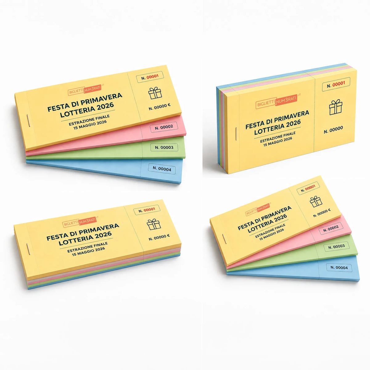 Biglietti lotteria in carta colorata