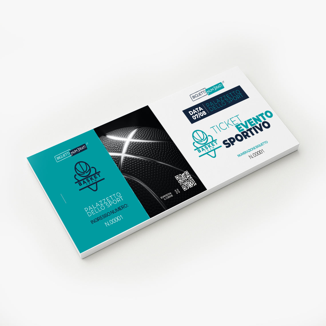 ticket numerato con codice QR per eventi sportivi